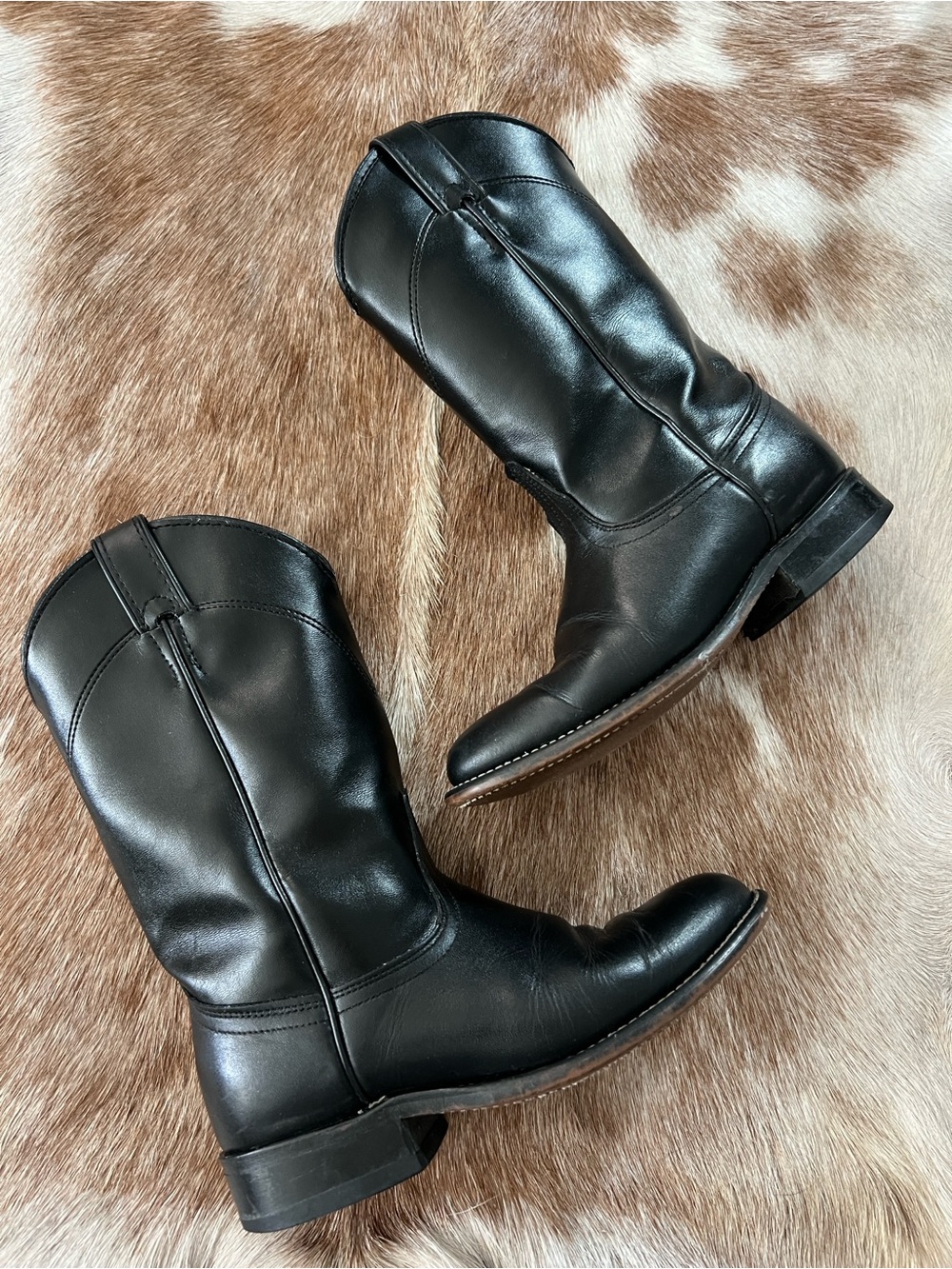 Laredo Black Leather Men's Western Pull-On Boots